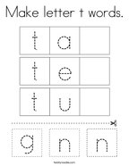 Make letter t words Coloring Page