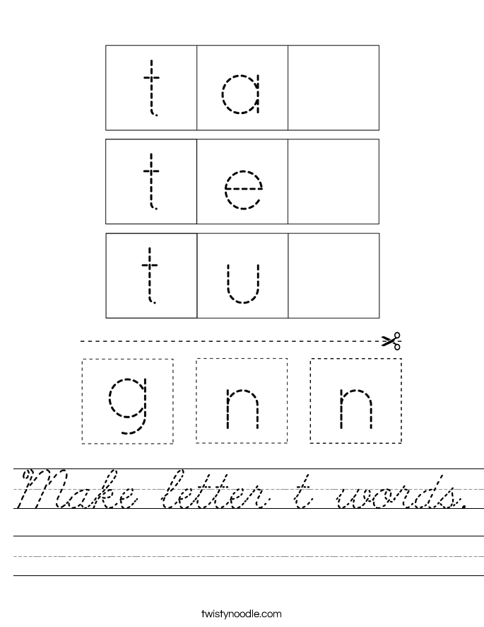 Make letter t words. Worksheet