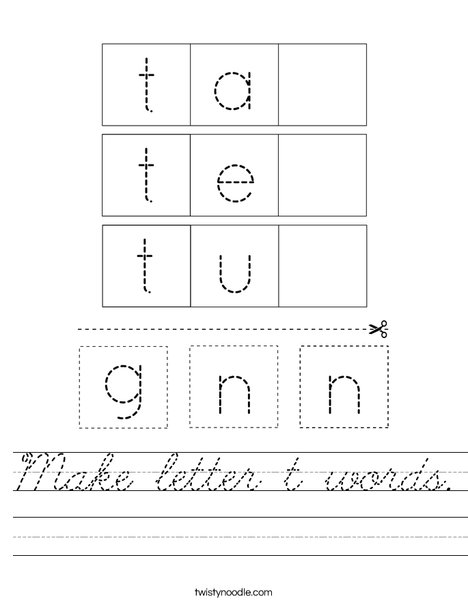 Make letter t words. Worksheet