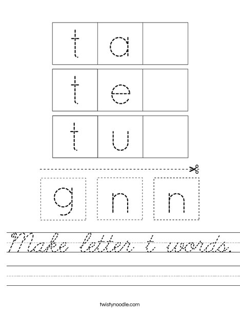 Make letter t words. Worksheet