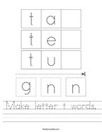 Make letter t words Handwriting Sheet