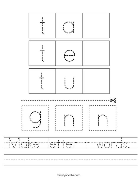 Make letter t words. Worksheet