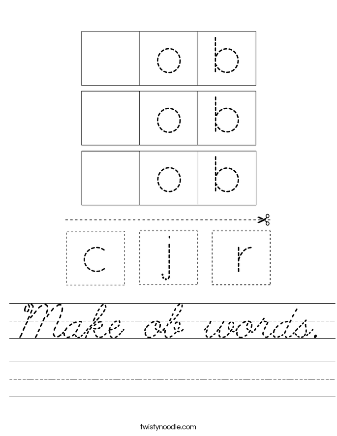 Make ob words. Worksheet