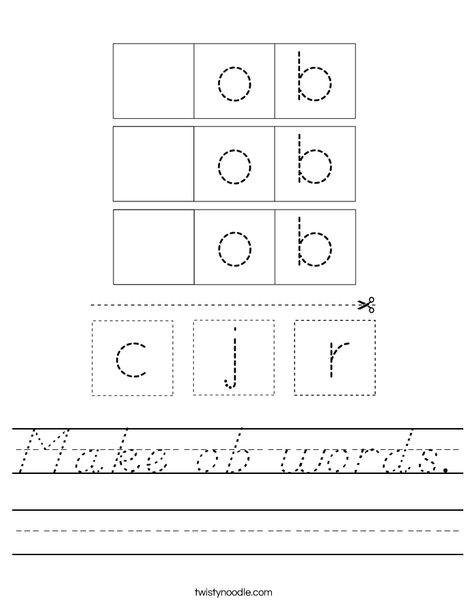 Make ob words. Worksheet