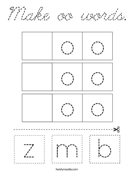 Make oo words. Coloring Page