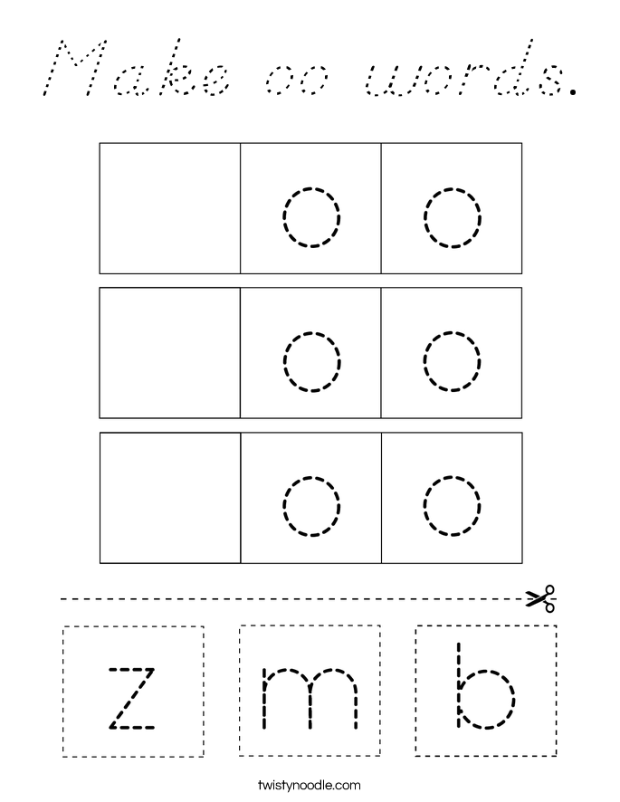Make oo words. Coloring Page