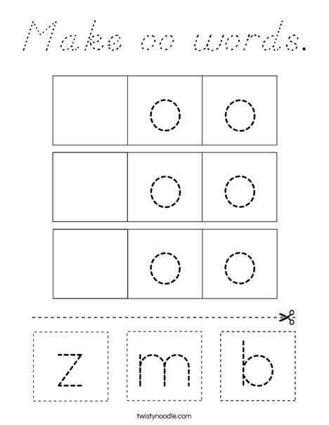 Make oo words. Coloring Page