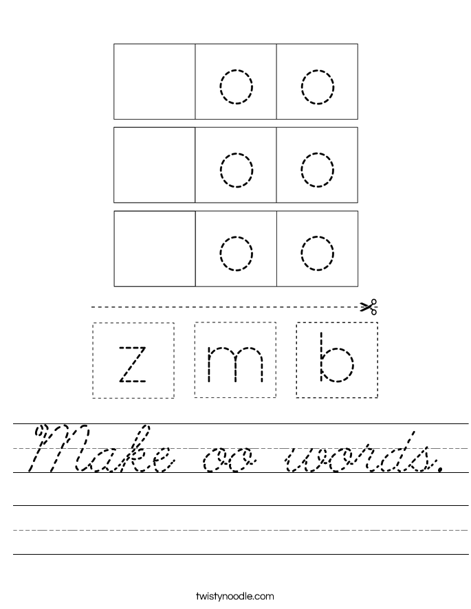 Make oo words. Worksheet
