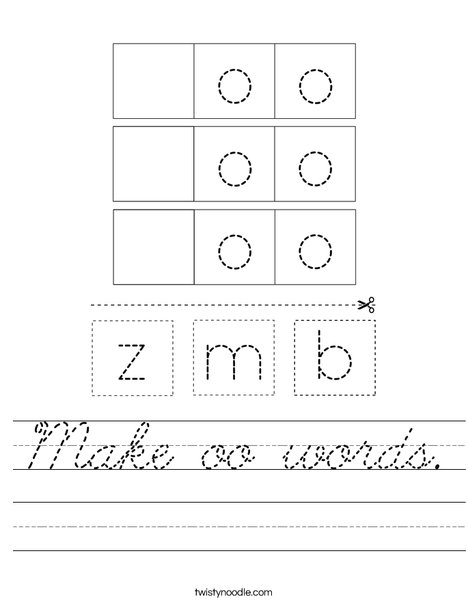 Make oo words. Worksheet