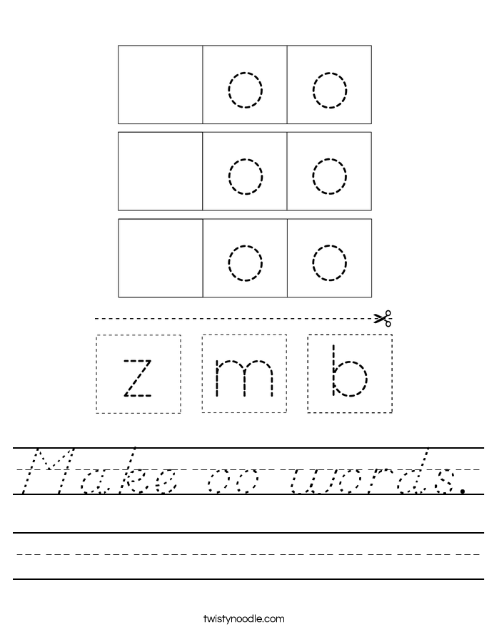Make oo words. Worksheet