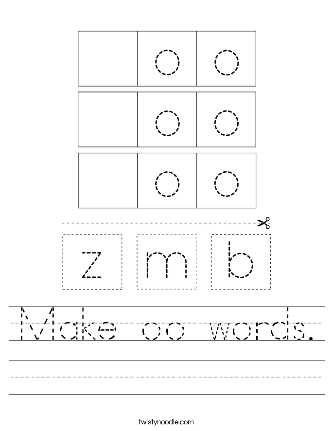 Make oo words. Worksheet
