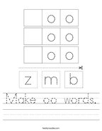 Make oo words Handwriting Sheet