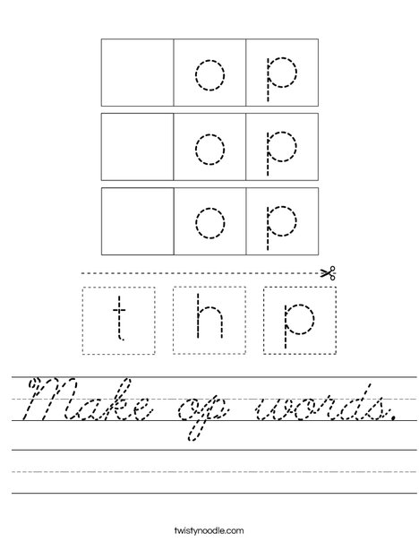 Make op words. Worksheet