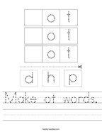 Make ot words Handwriting Sheet