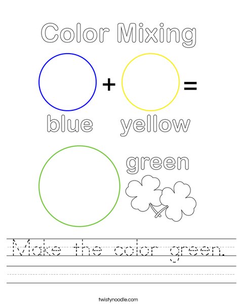 Make the color green Worksheet Twisty Noodle Make the color green Worksheet Twisty Noodle