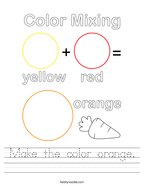 Make the color orange Handwriting Sheet