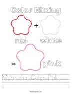 Make the Color Pink     Handwriting Sheet