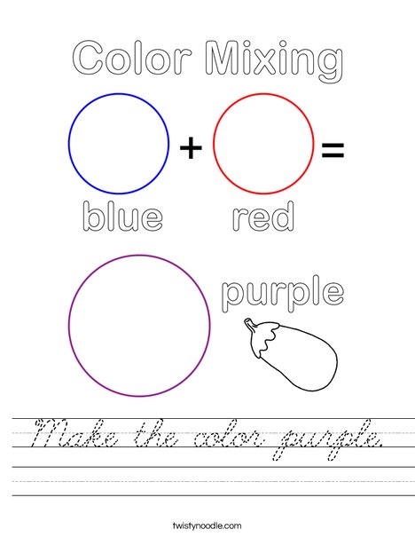 Make the color purple. Worksheet