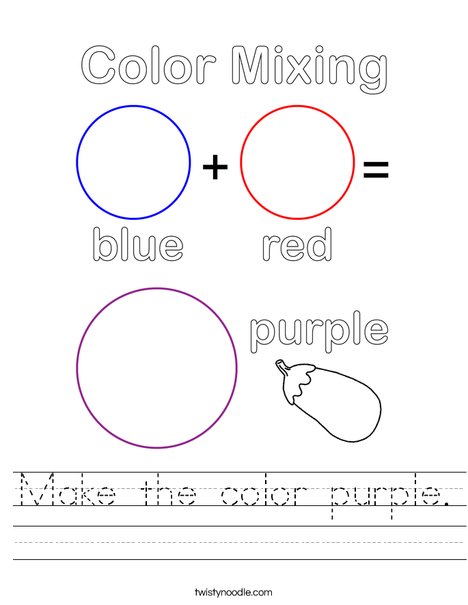 Make the color purple Worksheet Twisty Noodle Make the color purple Worksheet Twisty Noodle