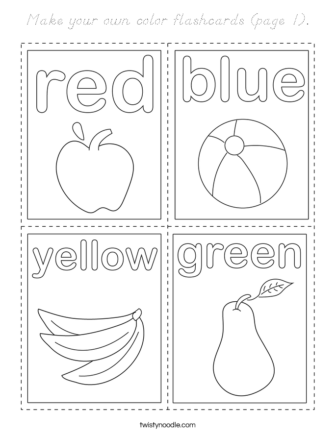 Make your own color flashcards (page 1). Coloring Page