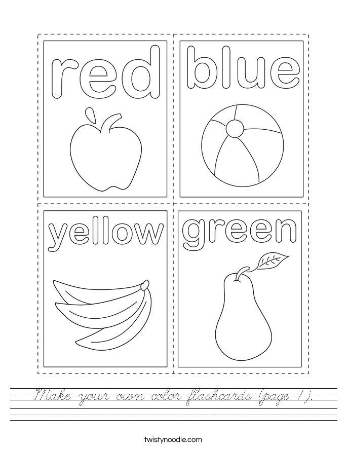 Make your own color flashcards (page 1). Worksheet