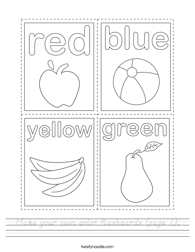 Make your own color flashcards (page 1). Worksheet