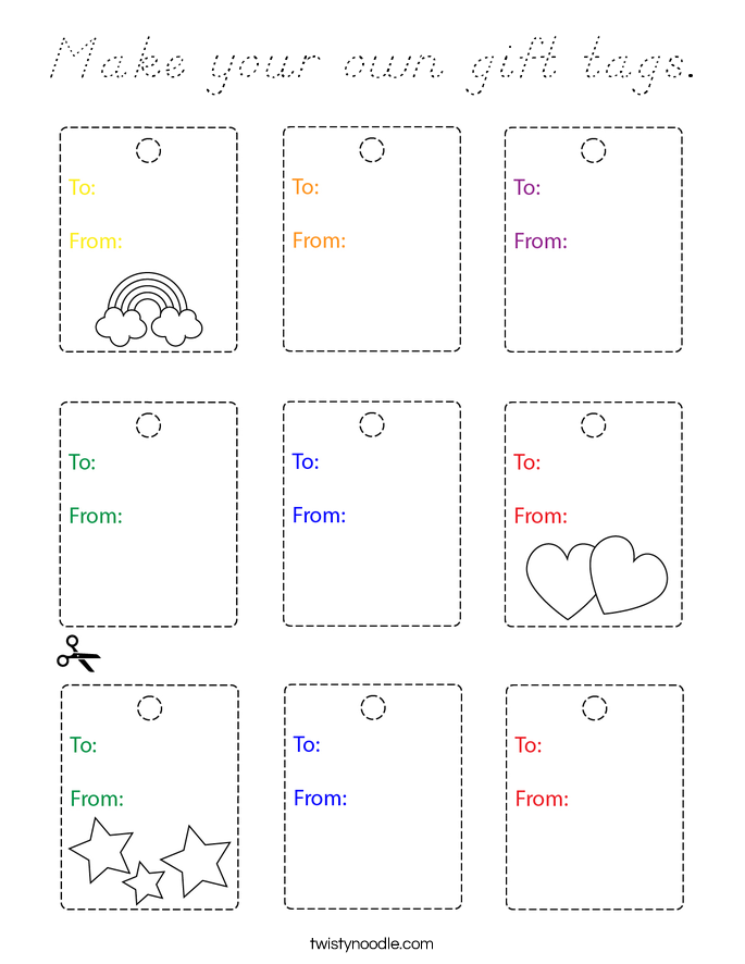 Make your own gift tags. Coloring Page