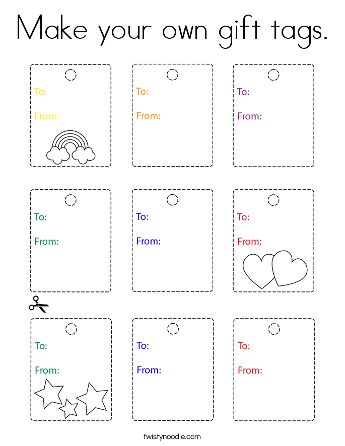Make your own gift tags. Coloring Page