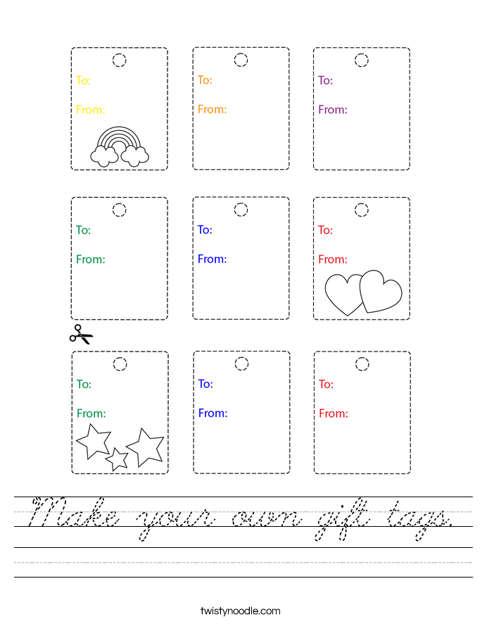 Make your own gift tags. Worksheet