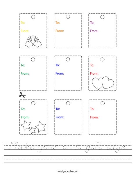 Make your own gift tags Worksheet