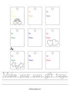 Make your own gift tags Handwriting Sheet