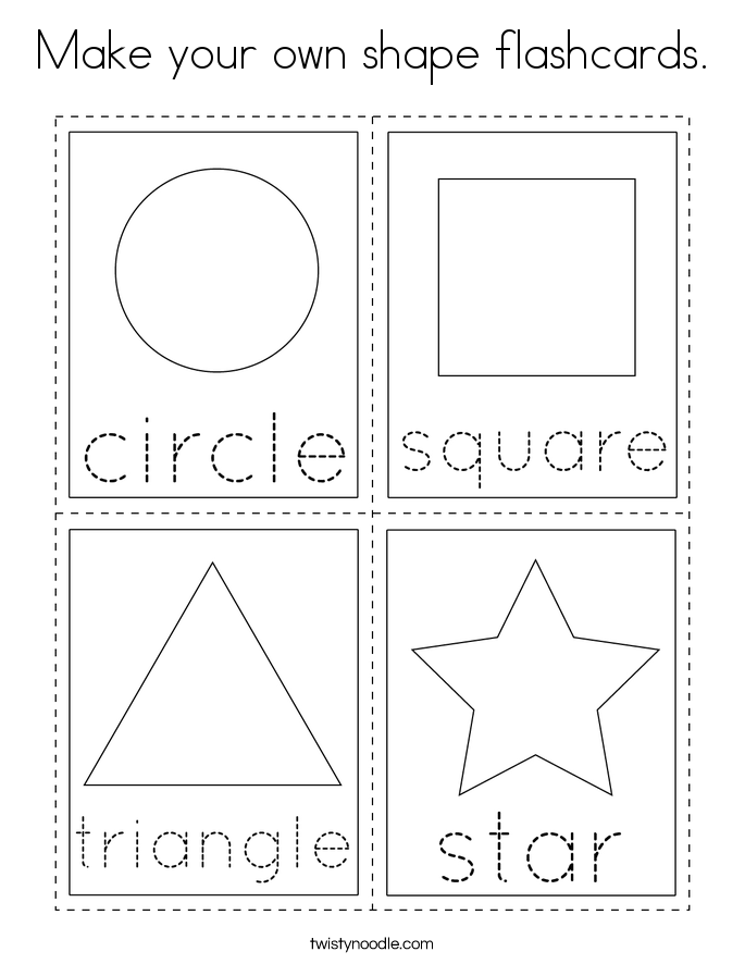 Make your own shape flashcards. Coloring Page