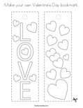 Make your own Valentine's Day bookmark. Coloring Page