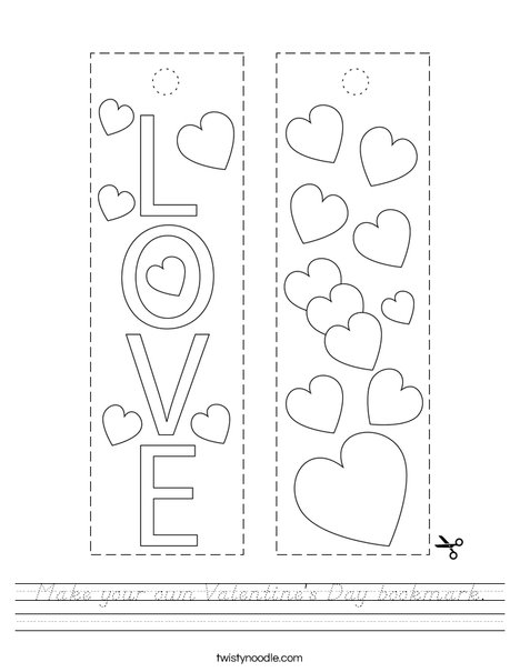 Make your own Valentine's Day Bookmark. Worksheet