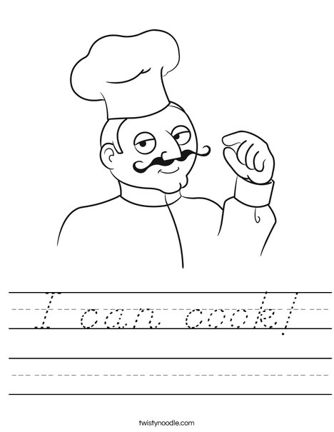 Male Chef Worksheet