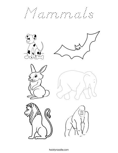 Download Mammals Coloring Page - D'Nealian - Twisty Noodle