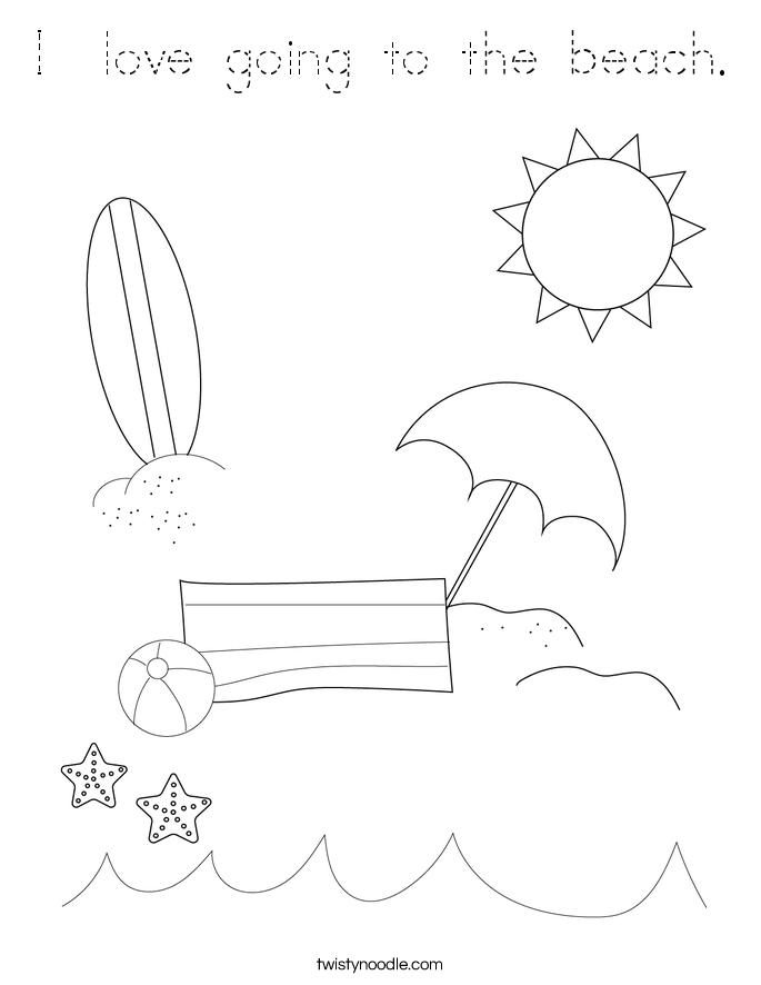 I  love going to the beach. Coloring Page