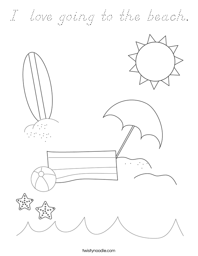 I  love going to the beach. Coloring Page