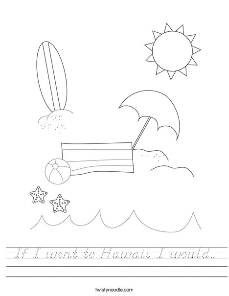 Man on the Beach with Ball Worksheet