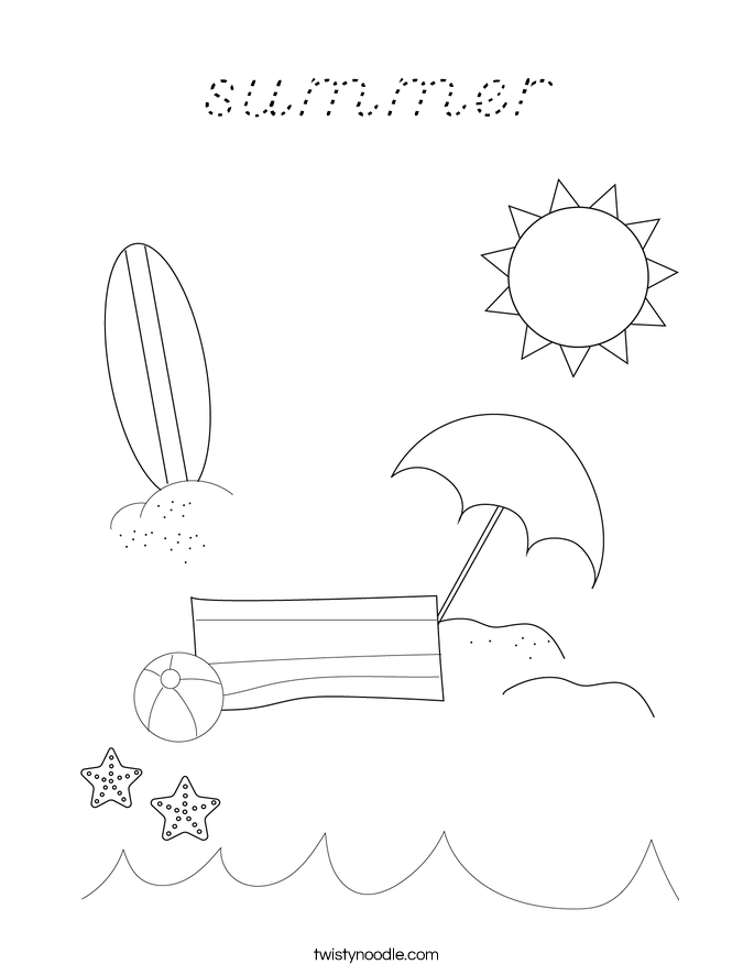 summer coloring page dnealian twisty noodle