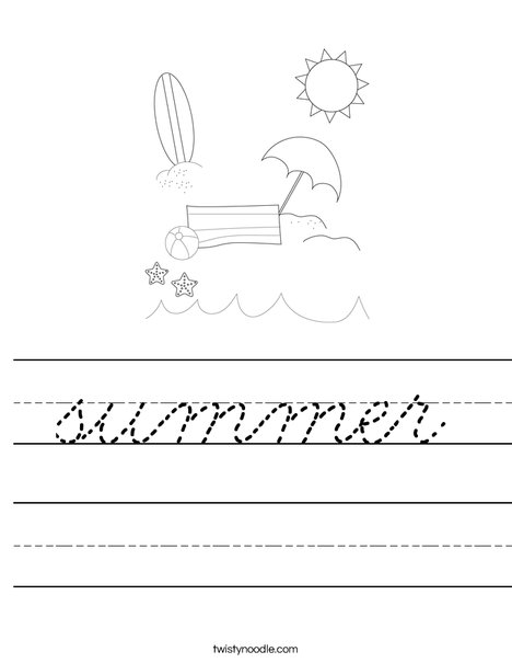 Man on the Beach with Ball Worksheet