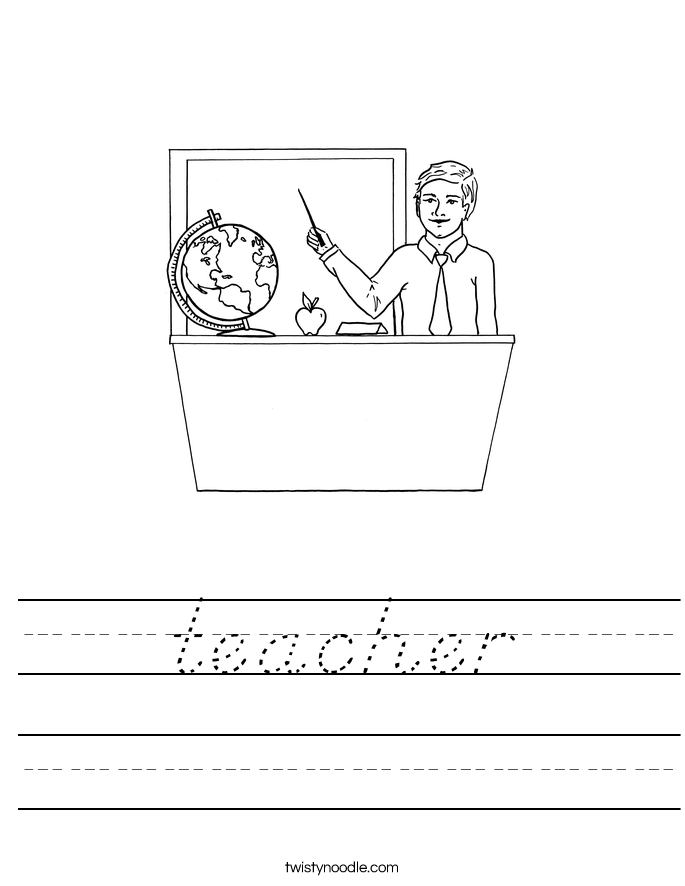 teacher Worksheet - D'Nealian - Twisty Noodle