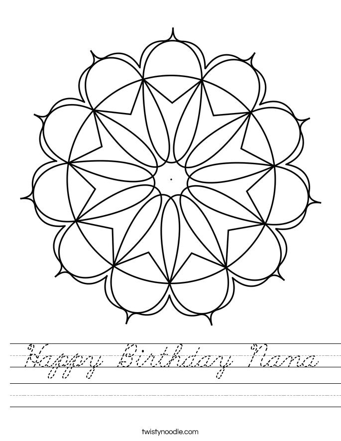 Happy Birthday Nana Worksheet