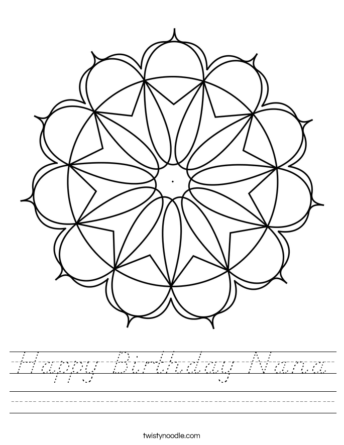 Happy Birthday Nana Worksheet