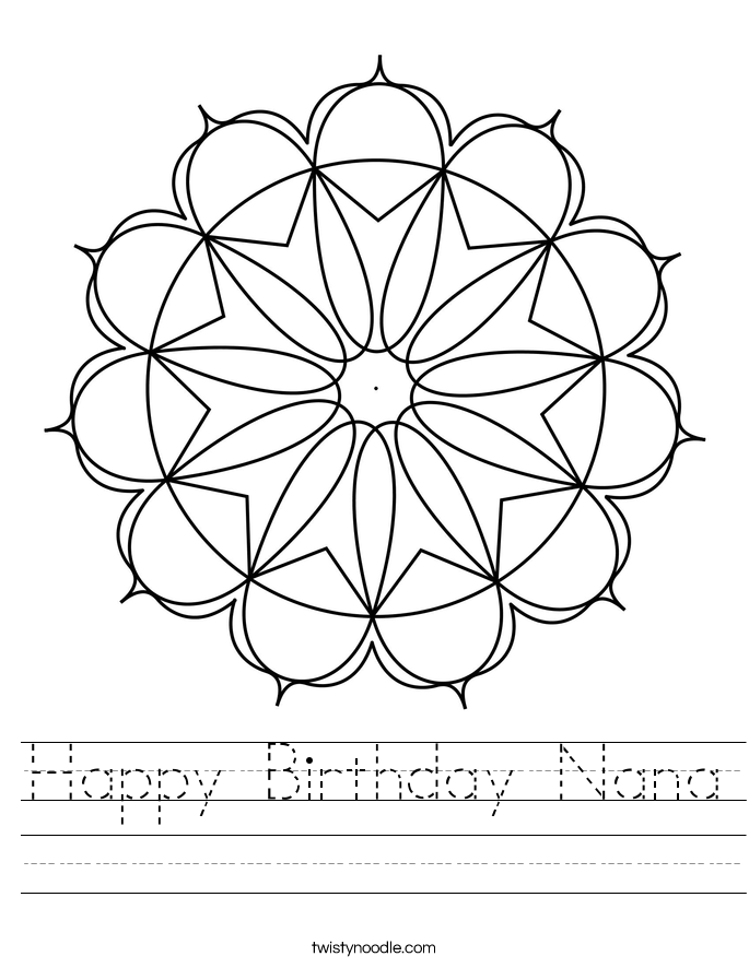 Happy Birthday Nana Worksheet