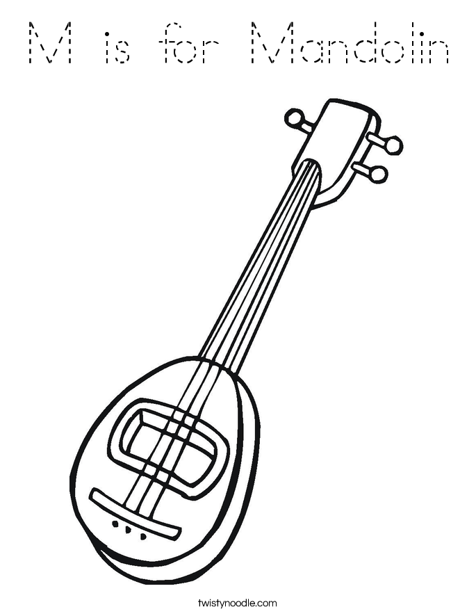 M is for Mandolin Coloring Page