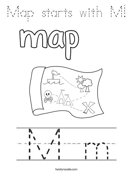 Map starts with M! Coloring Page