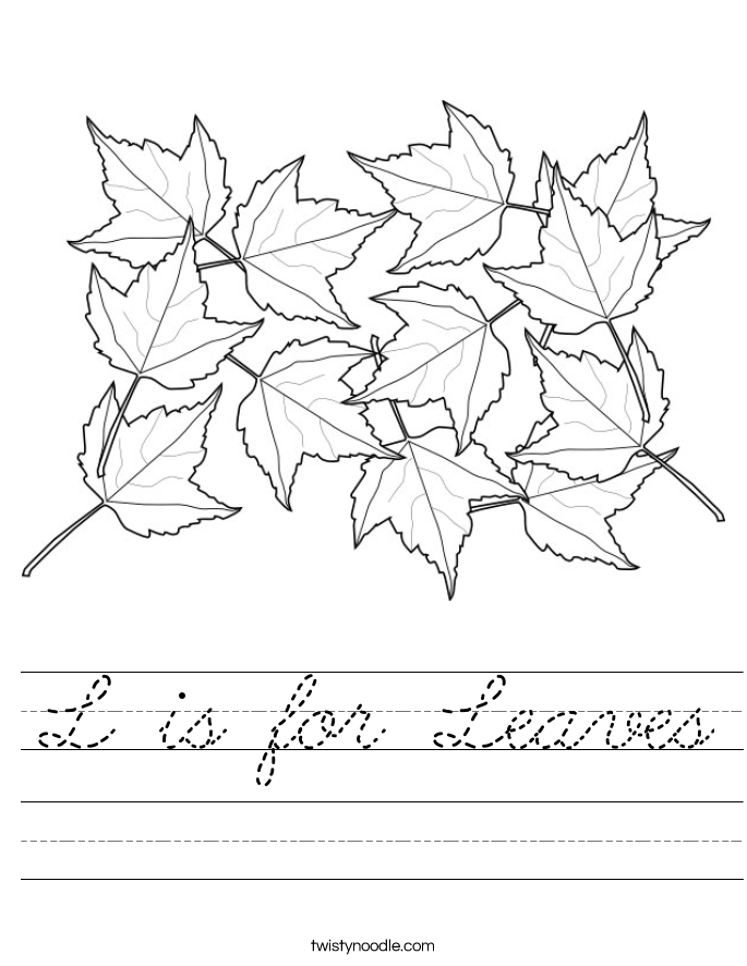 L is for Leaves Worksheet