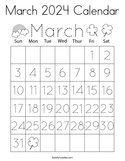 March 2024 Calendar Coloring Page