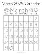 March 2024 Calendar Coloring Page